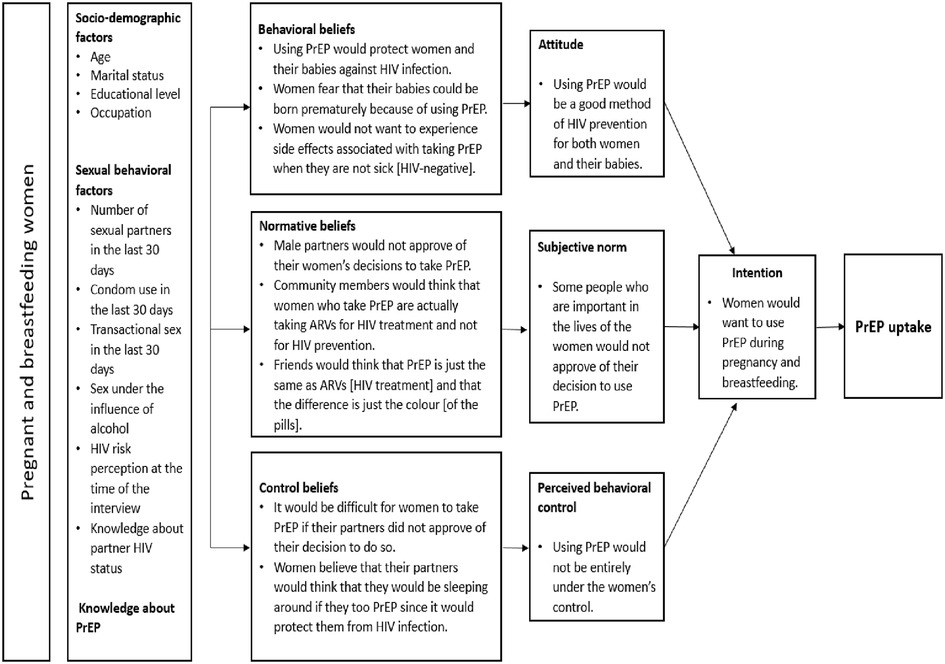 Frontiers  “PrEP protects us”: Behavioural, normative, and control beliefs  influencing pre-exposure prophylaxis uptake among pregnant and breastfeeding  women in Zambia