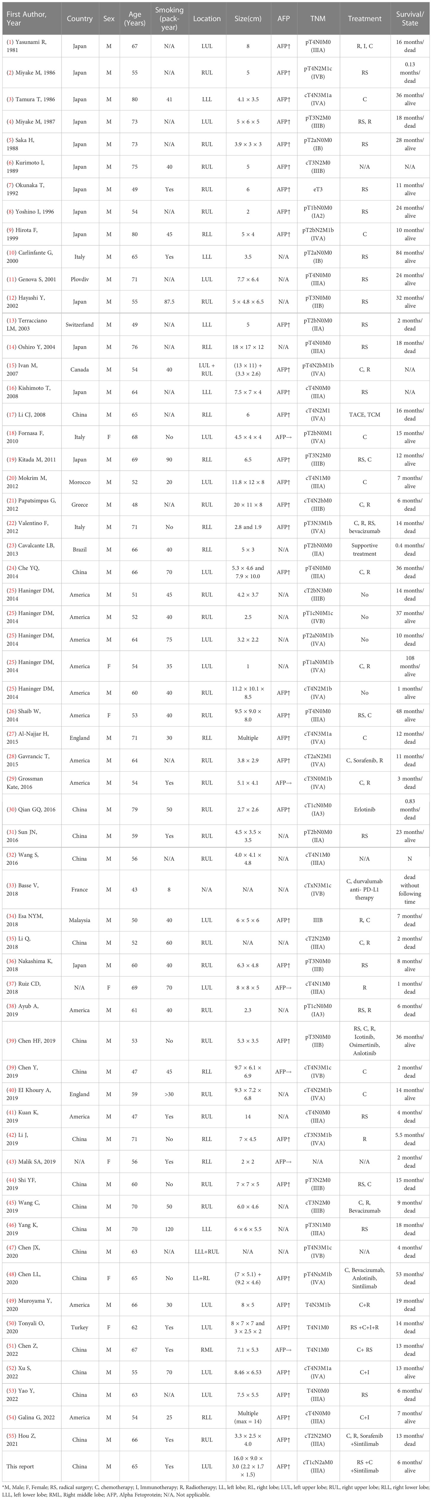 Frontiers | A case report of pulmonary hepatoid adenocarcinoma ...