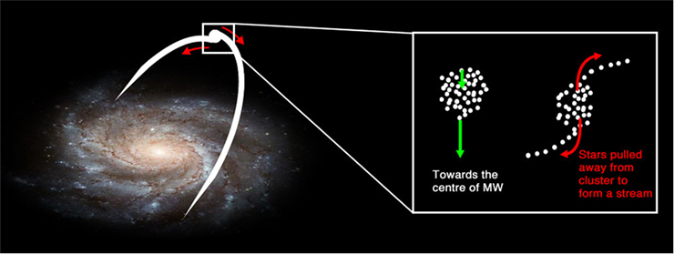 Figure 3 - How a stream of stars form under the Milky Way’s tidal force.