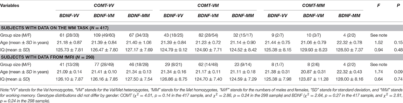 Frontiers | Interaction Effects of BDNF and COMT Genes on Resting-State ...