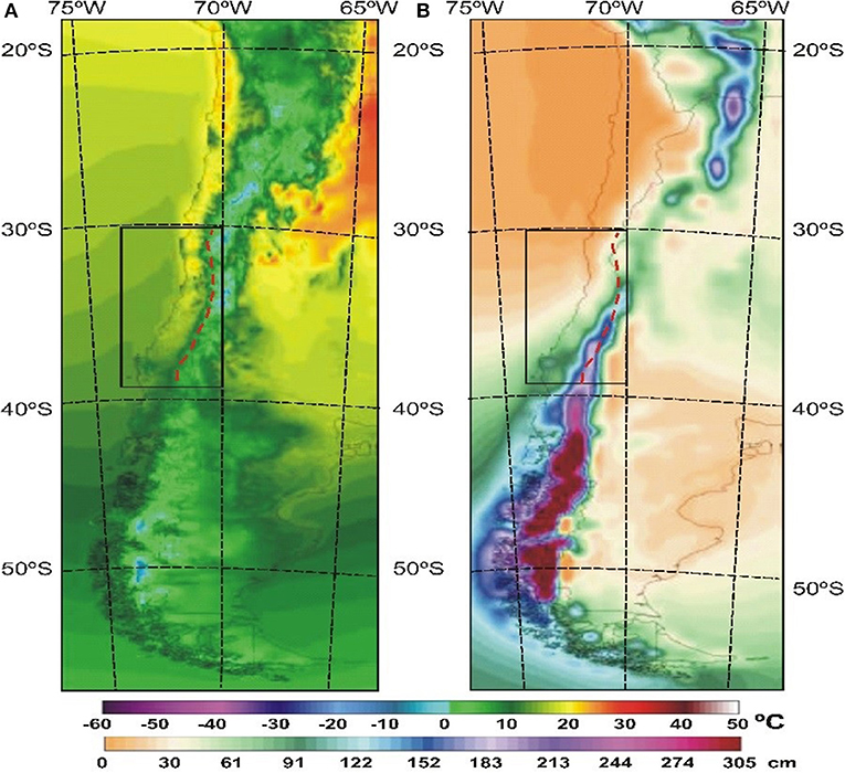 Frontiers  Simulation of Long-Term Changes of the Equilibrium Line Altitude  in the Central Chilean Andes Mountains Derived From Atmospheric Variables  During the 1958–2018 Period