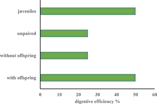 图2 -消化效率的百分比差异来自不同社会类别的鹅。