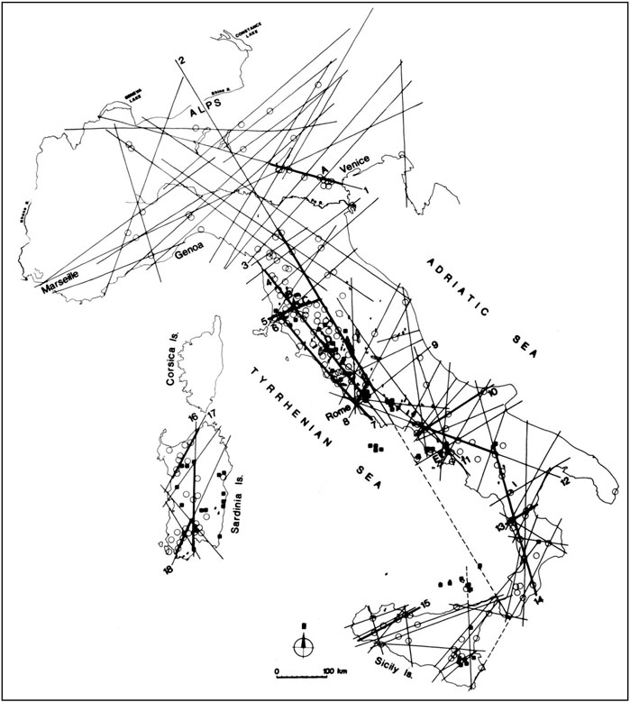 Sketch of the geodynamic evolution of the Italian region. Dashed