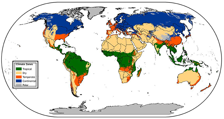图2 - 5主要世界各地的气候区,所定义的Wladimir Koppen。