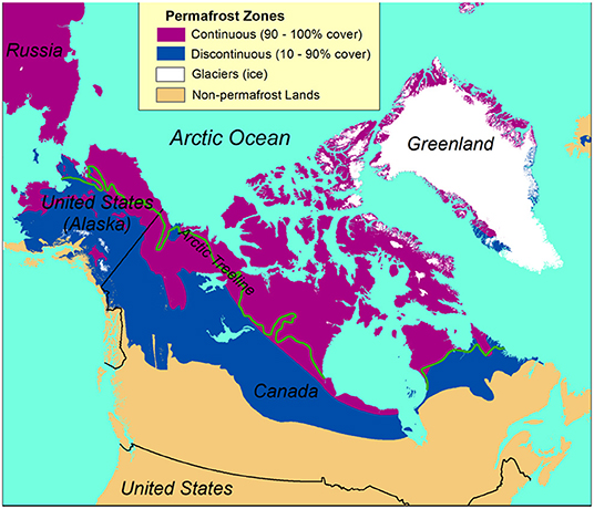 图1 -冻土北美的地图。