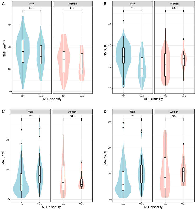 Association between trunk muscle mass and log for visual analog scale