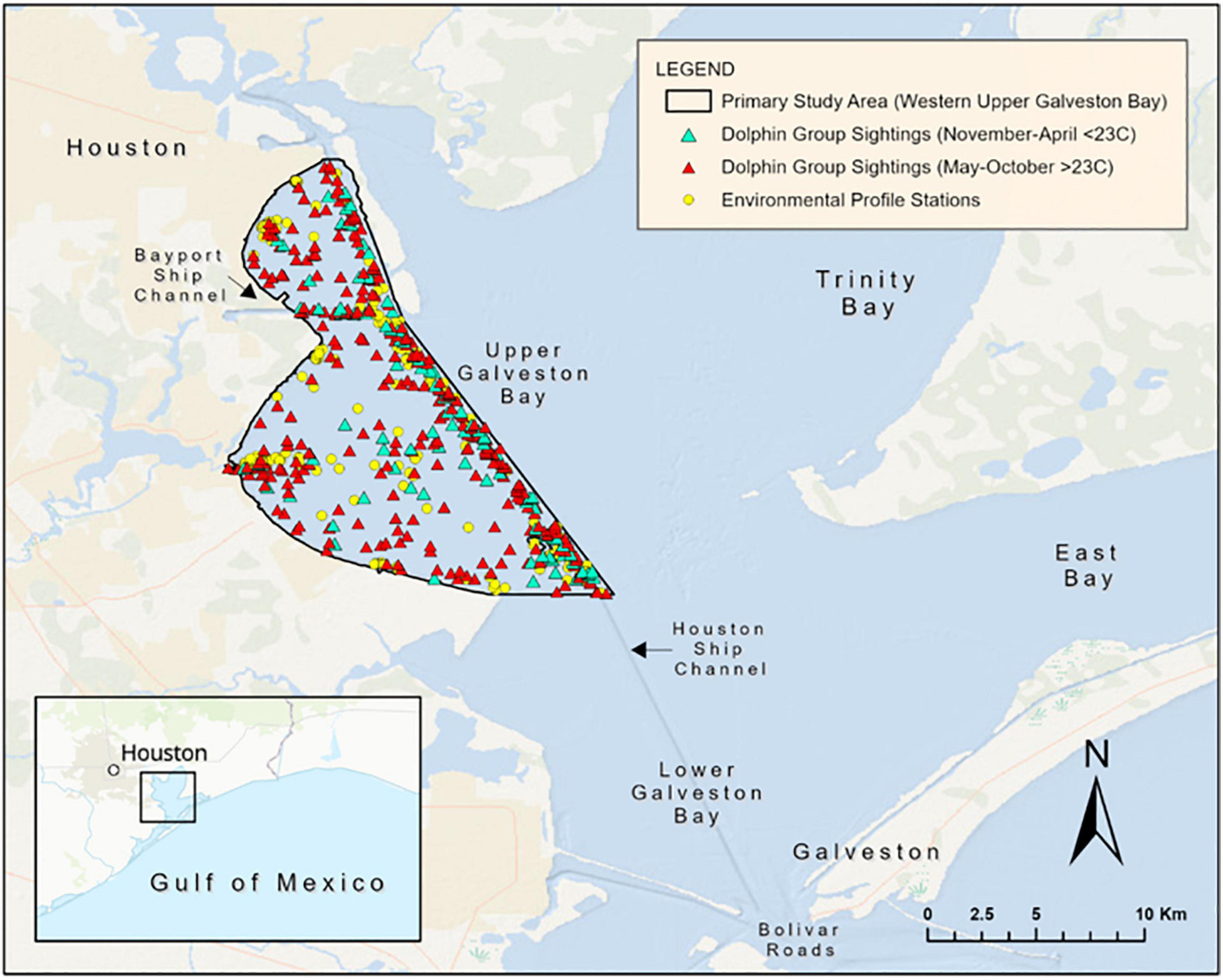 Frontiers  Salinity and Water Temperature as Predictors of Bottlenose  Dolphin (Tursiops truncatus) Encounter Rates in Upper Galveston Bay, Texas