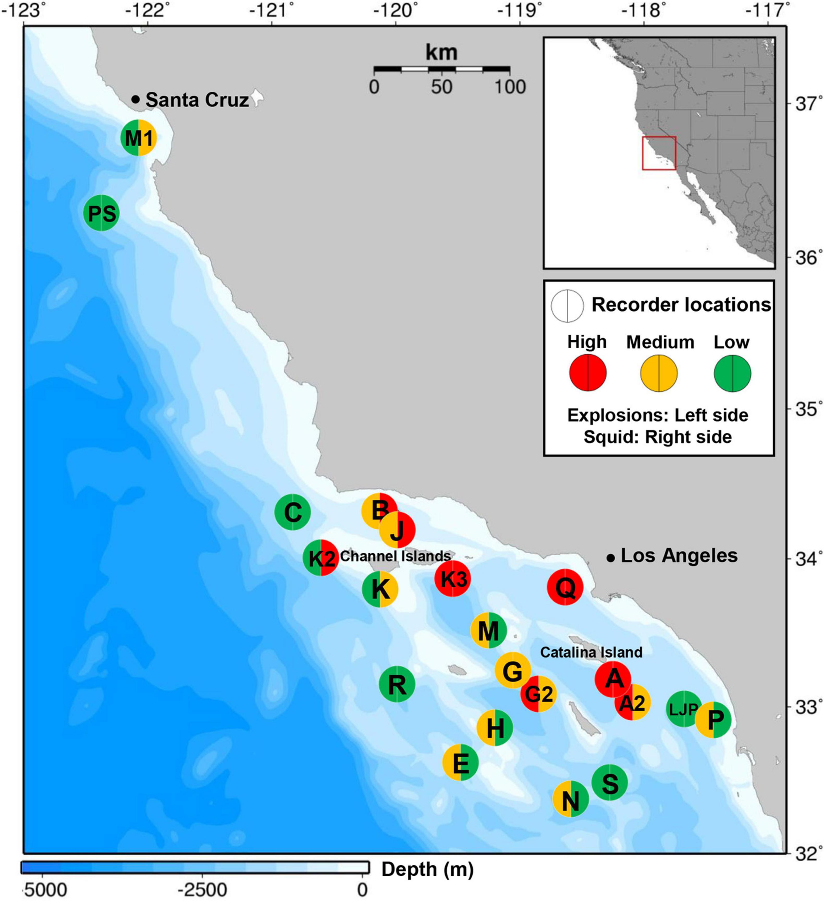 Frontiers  Long-Term Patterns of Noise From Underwater Explosions and  Their Relation to Fisheries in Southern California