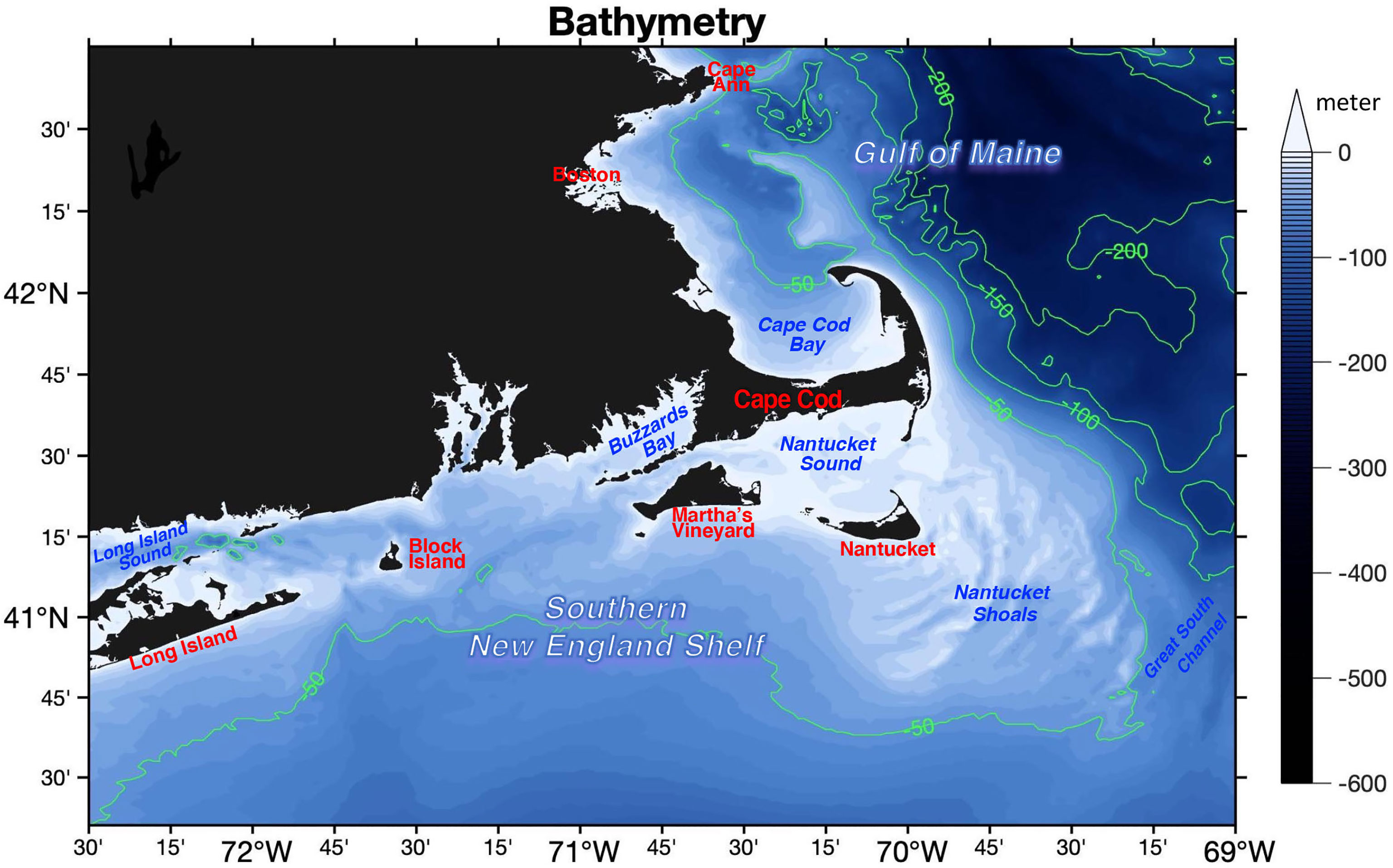 Massachusetts Cape Cod Bay Fishing Hot Spots Map