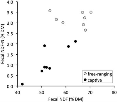 Frontiers Fecal Nutrients Suggest Diets Of Higher Fiber Levels In Free Ranging Than In Captive Proboscis Monkeys Nasalis Larvatus Veterinary Science