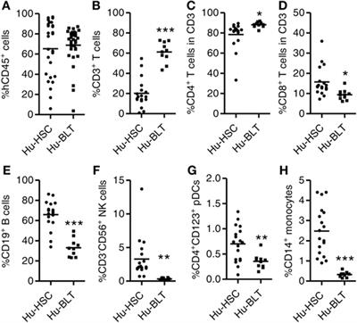 Frontiers Humanized Mice Engrafted With Human Hsc Only Or Hsc And Thymus Support Comparable Hiv 1 Replication Immunopathology And Responses To Art And Immune Therapy Immunology