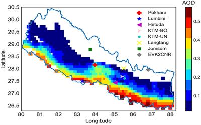 Frontiers Aerosol Optical Depth Over The Nepalese Cryosphere Derived From An Empirical Model Earth Science