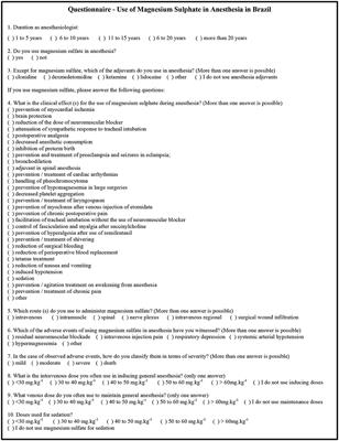 Frontiers Use Profile Of Magnesium Sulfate In Anesthesia In Brazil Pharmacology