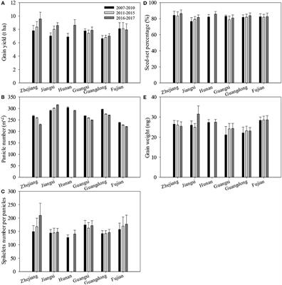 One-thousand grain weight and grain yield of 26 hybrids rice grown